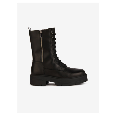 Women's Black Leather Boots Geox Spherica - Women