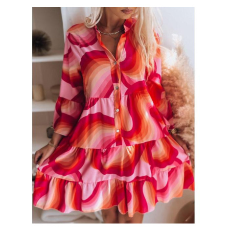 Dámske volánové šaty so vzorom v ružovej farbe DStreet
