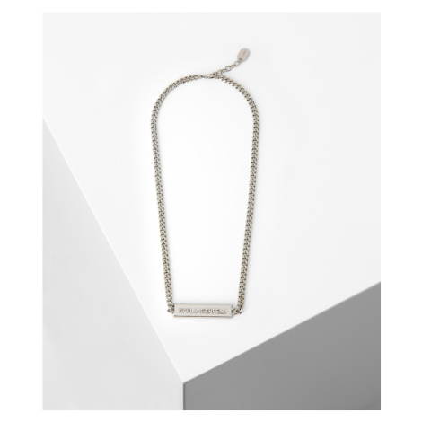 Šperk Karl Lagerfeld K/Id Plaque Necklace Silver