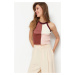 Trendyol Plum Crop Color Block Knitwear Blouse