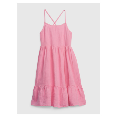 Ružové dievčenské letné šaty s volánom GAP