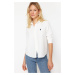 Trendyol Ecru Heart Embroidery Detail on Chest Regular Regular Fit Woven Shirt