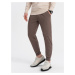 Ombre Men's sweatpants with stitching and zipper on leg - brown