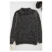 Trendyol Anthracite Casual Unisex Half Turtleneck Flecked Knitwear Sweater