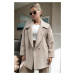 50406 Dewberry Herringbone Oversize Women Coat-BEIGE