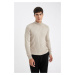 DEFACTO Beige Standard Fit Regular Cut Half Turtleneck Knitwear Sweater