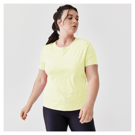 Dámske priedušné bežecké tričko Dry+ Breath žlté fluorescenčné KALENJI