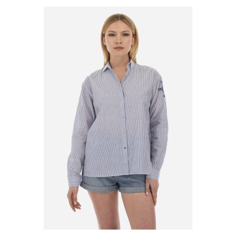 Košeľa La Martina Woman Shirt L/S Voile Cotton S Modrá