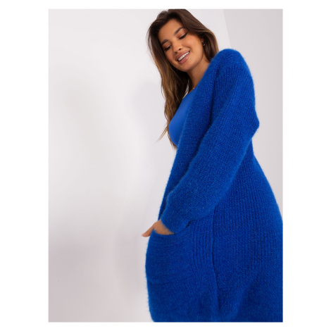 Cobalt blue knitted cardigan without closure