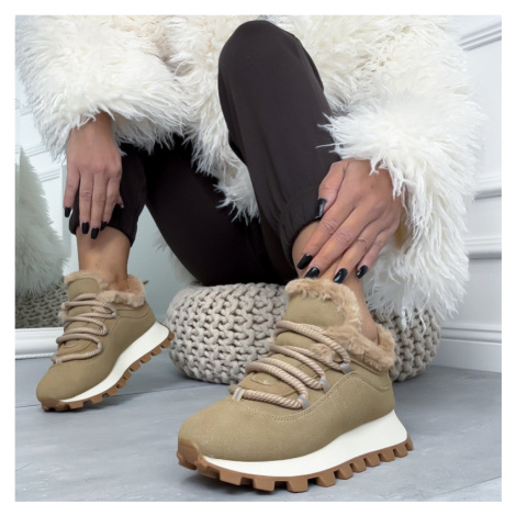 Svetlohnedé zateplené tenisky iMóda