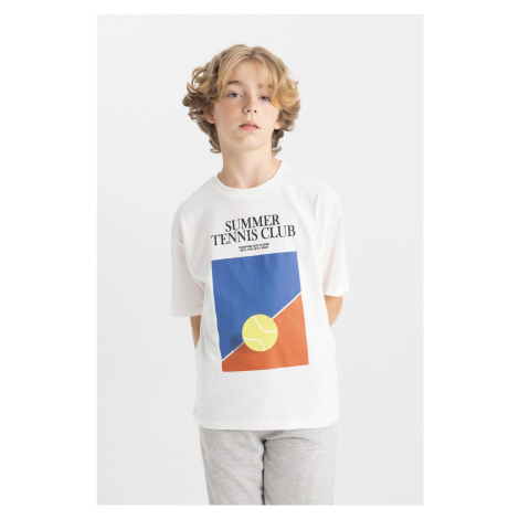 DEFACTO Boy's Oversize Fit Crew Neck Printed Short Sleeve T-Shirt