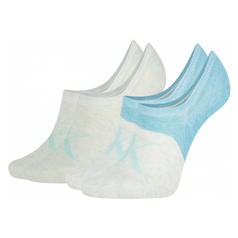 CALVIN KLEIN - 2PACK CK jeans logo aqua neviditeľné ponožky