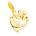 Diamantový prívesok zo žltého 585 zlata - delfín s plutvou, hladké srdiečko, číre brilianty
