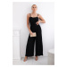 Pleated jumpsuit with straps black