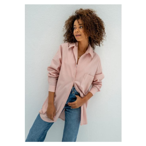 Oversize bavlnená košeľa MOSQUITO v ružovej farbe