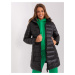 Black quilted winter jacket with pockets