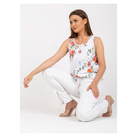 Lady's white cotton top with flowers