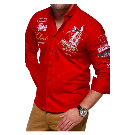 Pánska košeľa Slim Fit REGATTA model RH-441 - Červená farba