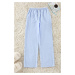 Trendyol Blue Cotton Elastic and Label Detailed Woven Pajama Bottoms