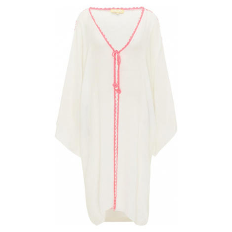 MYMO Kimono  biela / ružová / neónovo žltá
