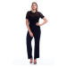 Şans Women's Plus Size Black Jumpsuit with Lace Top