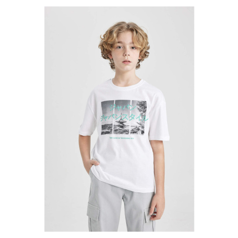 DEFACTO Boy Oversize Fit Crew Neck Printed Short Sleeve T-Shirt