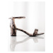 Dámske sandále so zvieracím motívom na širokom podpätku P59736 - GOODIN hnědá-béžová