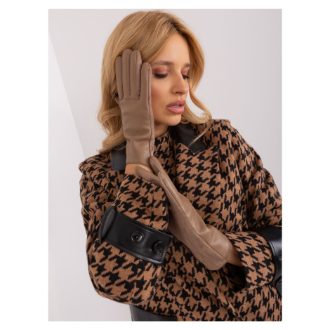 Dark beige elegant women's gloves