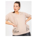 Beige blouse plus size for everyday wear with app