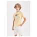 DEFACTO Boy's Crew Neck Printed Short Sleeve T-Shirt