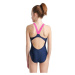 Arena girls swimsuit v back graphic navy/freak rose