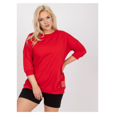 Red plus size blouse of loose cut Odile
