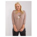 Dark beige blouse plus size with 3/4 sleeves