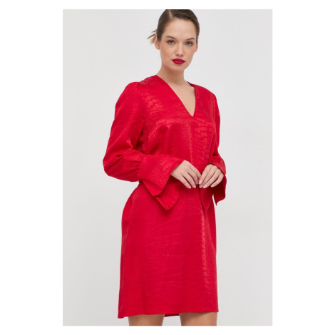 Šaty Twinset červená farba, mini, rovný strih