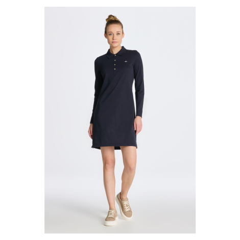 ŠATY GANT SLIM SHIELD LS PIQUE DRESS EVENING BLUE