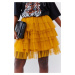 Tulle miniskirt with mustard ruffles