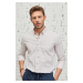 ALTINYILDIZ CLASSICS Men's Beige Slim Fit Slim Fit Buttoned Collar Linen Look 100% Cotton Flamed