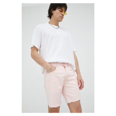 Rifľové krátke nohavice Levi's pánske, ružová farba Levi´s