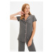 Trendyol Anthracite Pile Detail Shirt-Pants and Knitted Pajamas Set