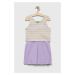 Detská bavlnená súprava United Colors of Benetton fialová farba