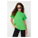 Trendyol Green 100% Cotton Boyfriend/Wide Fit Crew Neck Knitted T-Shirt