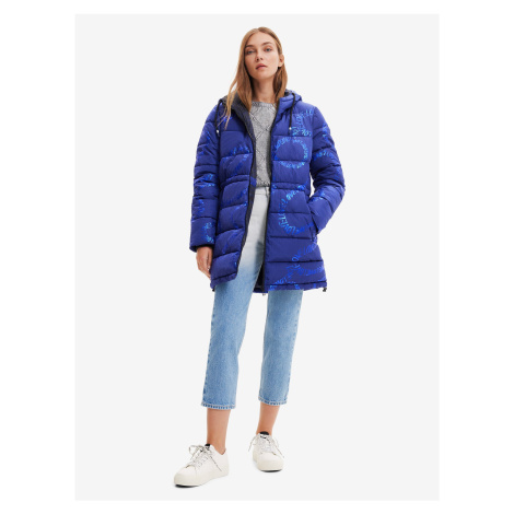 Women's blue winter quilted coat Desigual Aarhus - Women