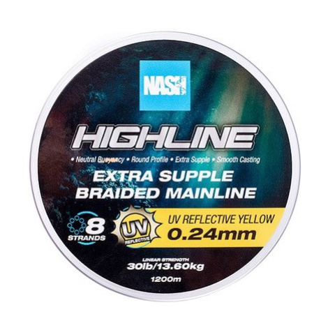 Nash splietaná šnúra highline extra supple braid uv yellow 1200 m - 0,24 mm 13,6 kg