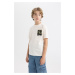 DEFACTO Boy&#39;s Crew Neck Printed Short Sleeve T-Shirt