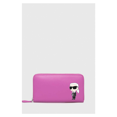 Kožená peňaženka Karl Lagerfeld dámska, ružová farba