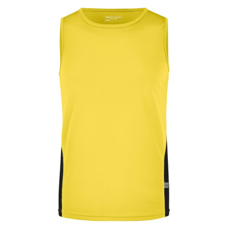 James & Nicholson Pánske športové tričko bez rukávov JN305 - Žltá / čierna