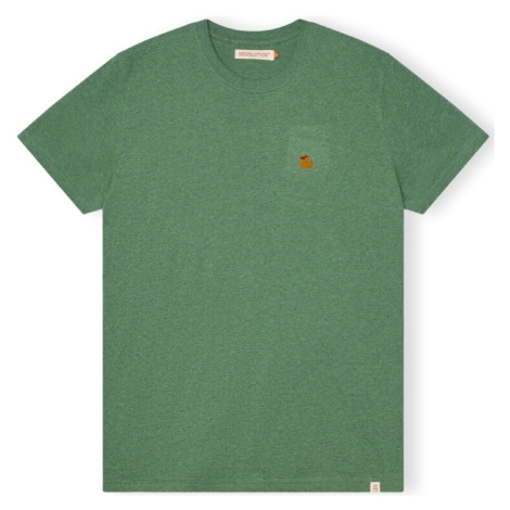 Revolution  T-Shirt Regular 1368 DUC - Dustgreen Melange  Tričká a polokošele Zelená