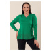 Autor: Saygı Akrylový sveter s výstrihom do V s rukávmi vzorovaný sveter plus size plus size zel