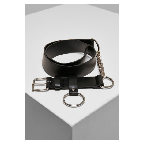 Synthetic leather belt black/silver Urban Classics