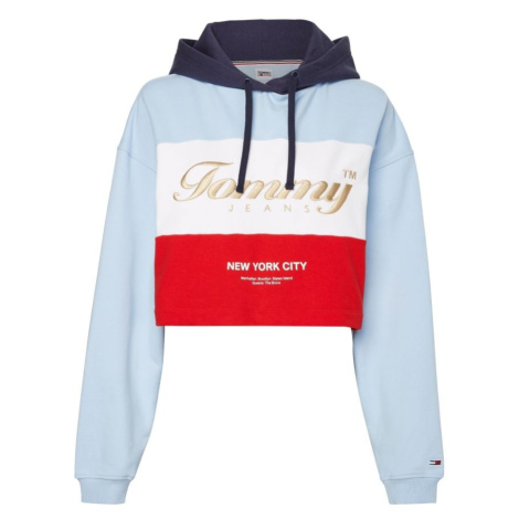 Tommy Jeans Mikina - TJW CROP ARCHIVE HOODIE modrá